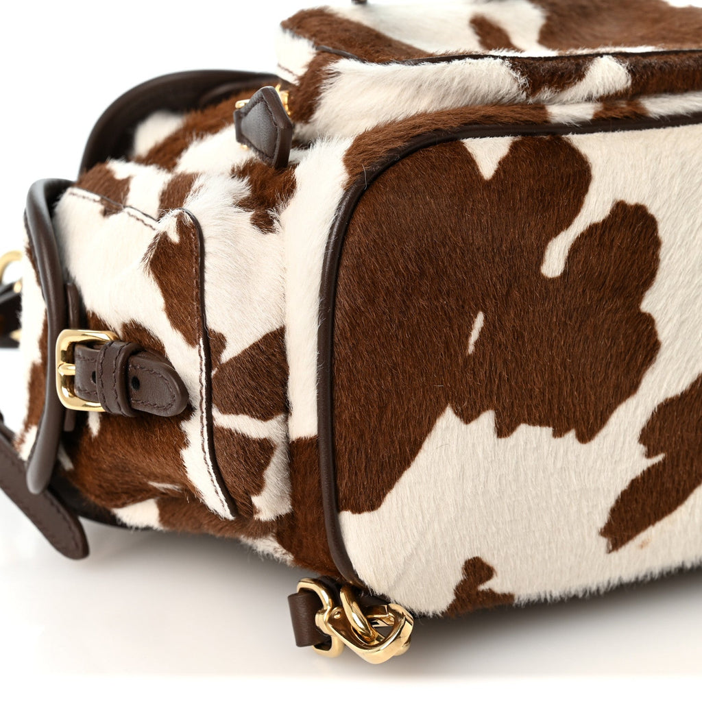 Nappa Calf Hair Printed Mini Backpack White Burnt Sienna