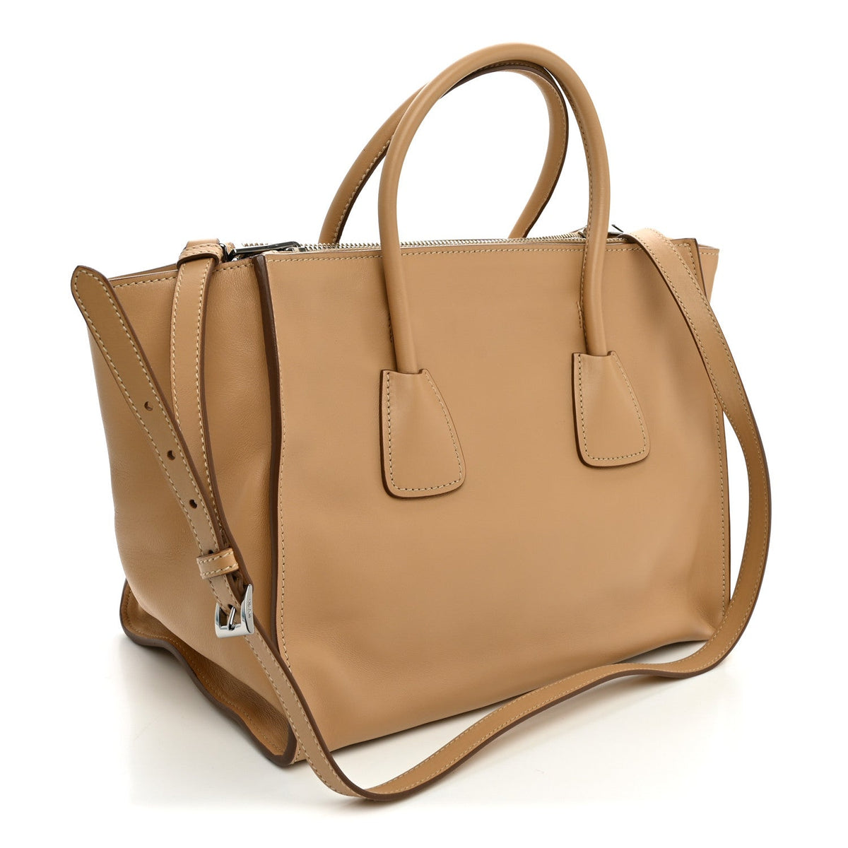 City Calf Twin Pocket Tote Noisette