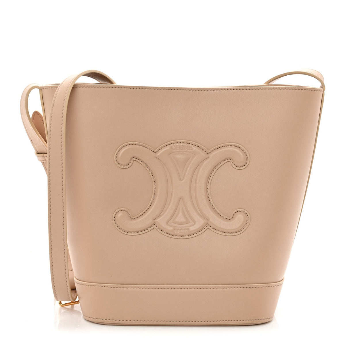 Smooth Calfskin Small Cuir Triomphe Bucket Bag Nude