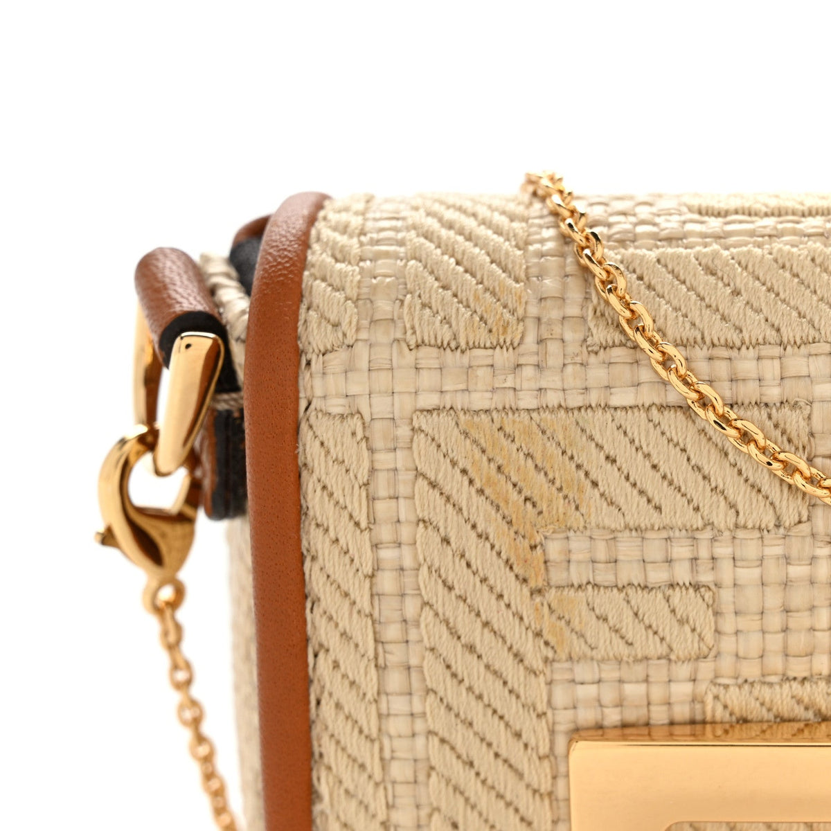 Raffia Vitello King Lucido FF Embroidered Nano Maxi Buckle Baguette Charm Alchemy Brandy