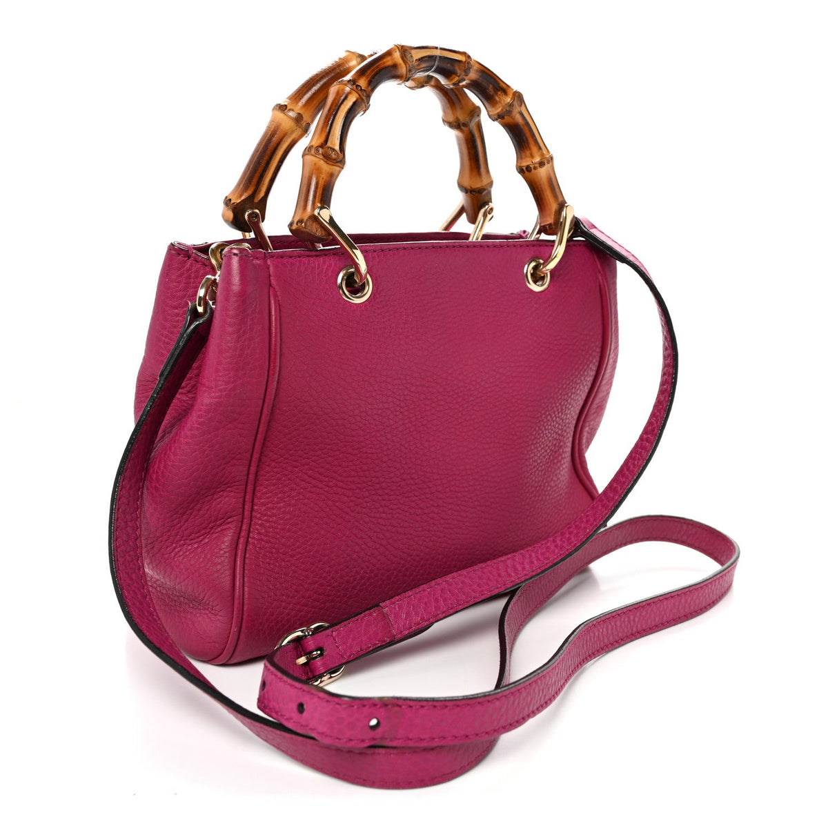Calfskin Mini Bamboo Shopper Tote Bright Bougainvillea