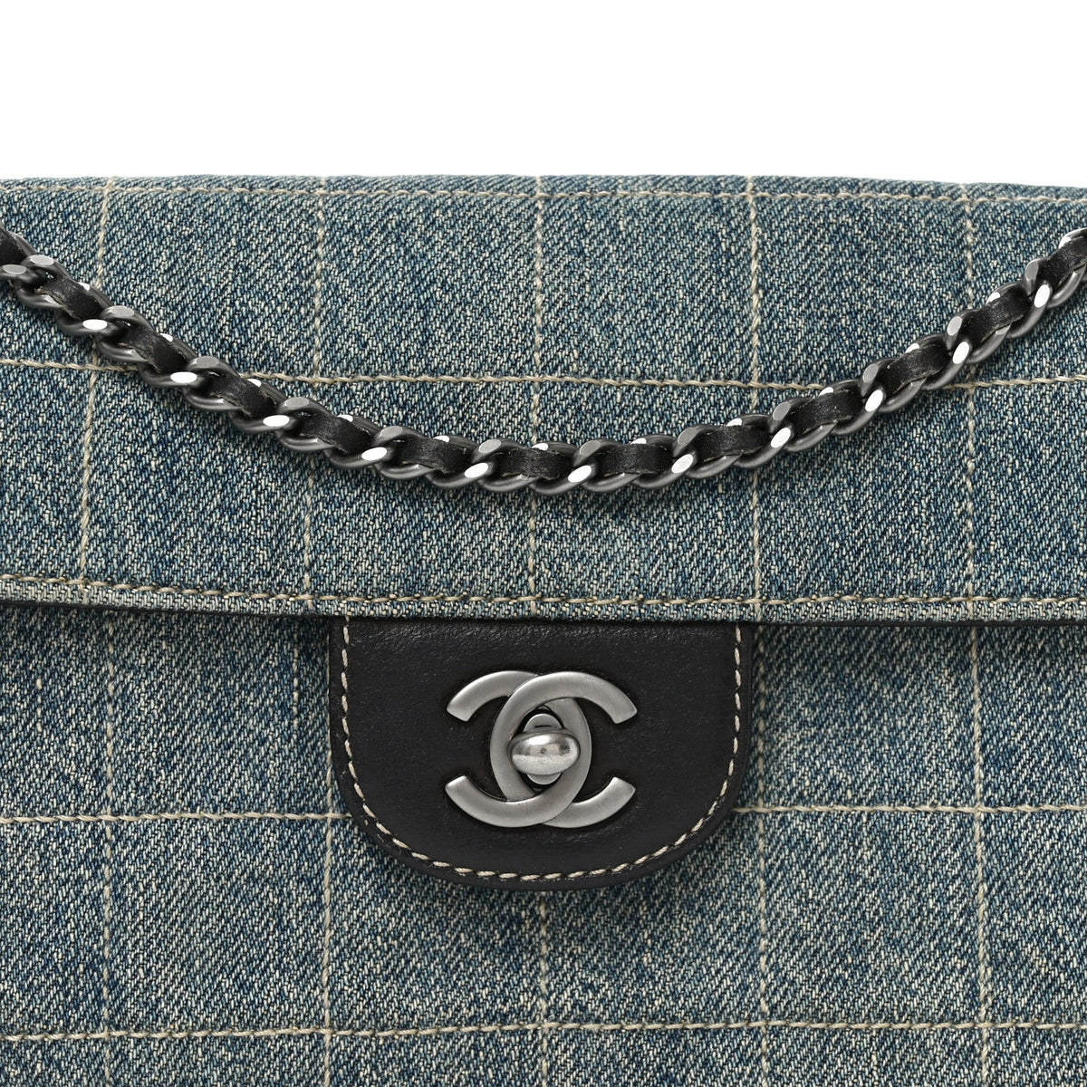 Denim Chocolate Bar Quilted East West Flap