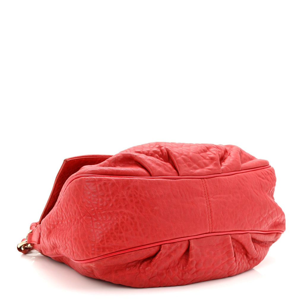 Crinkled Lambskin Mia Shoulder Flap Red