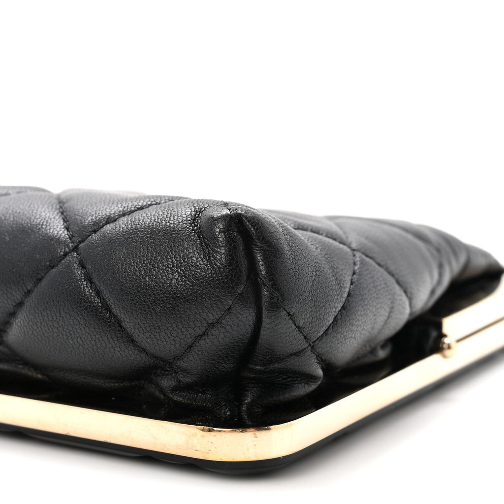 Lambskin Plexi Quilted CC Evening Clutch With Chain Black