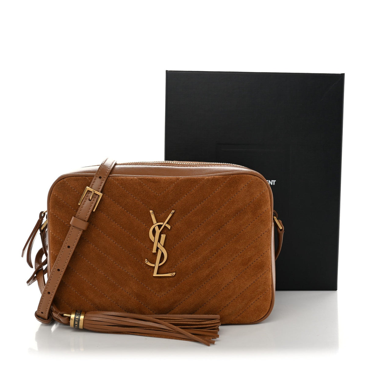 Suede Matelasse Monogram Lou Camera Bag Cinnamon