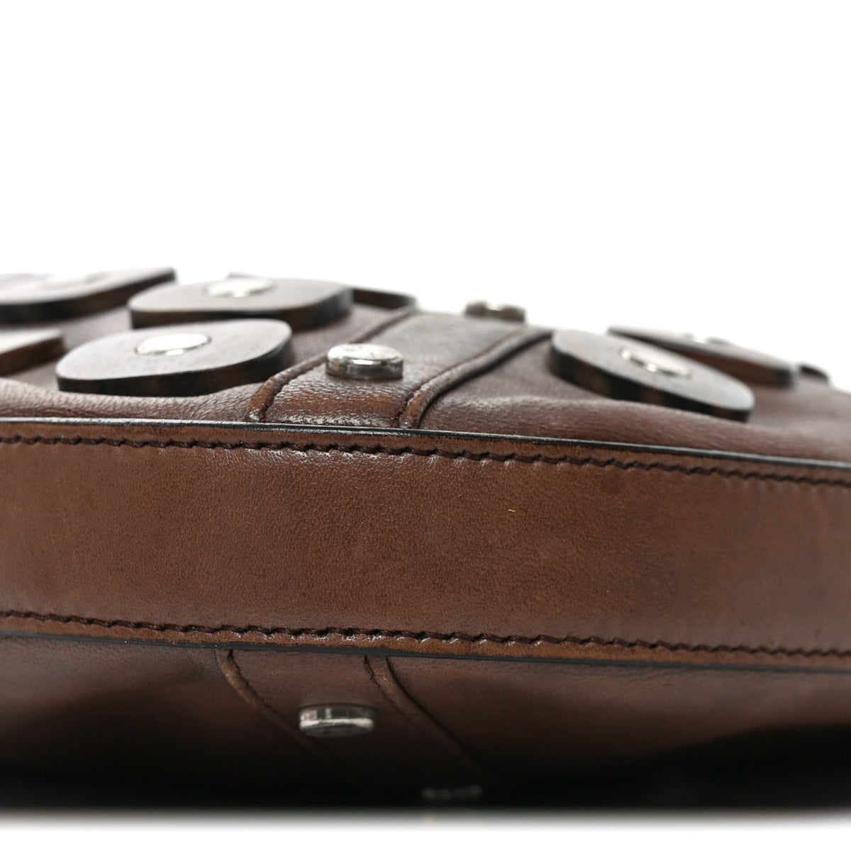 Calfskin Wood Embellished Mombasa Hobo Brown