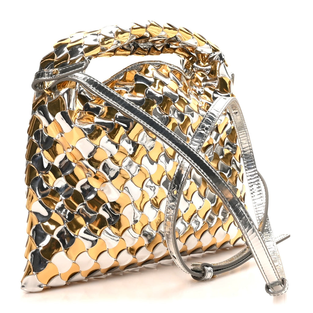 Metallic Lambskin Intrecciato Mini Hop Silver Gold