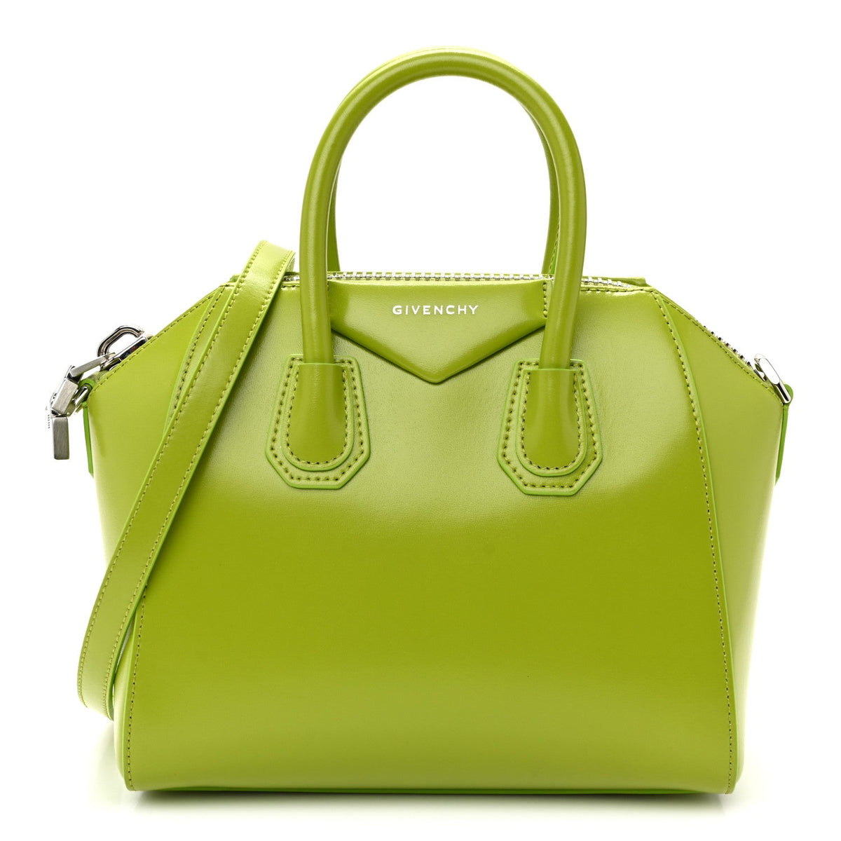 Shiny Lord Calfskin Mini Antigona Citrus Green