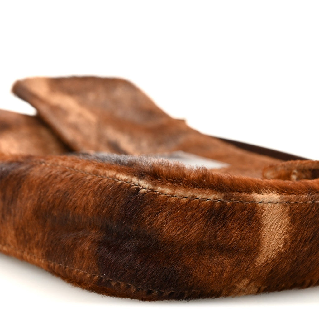 Calf Hair Zebra Print Baguette Brown