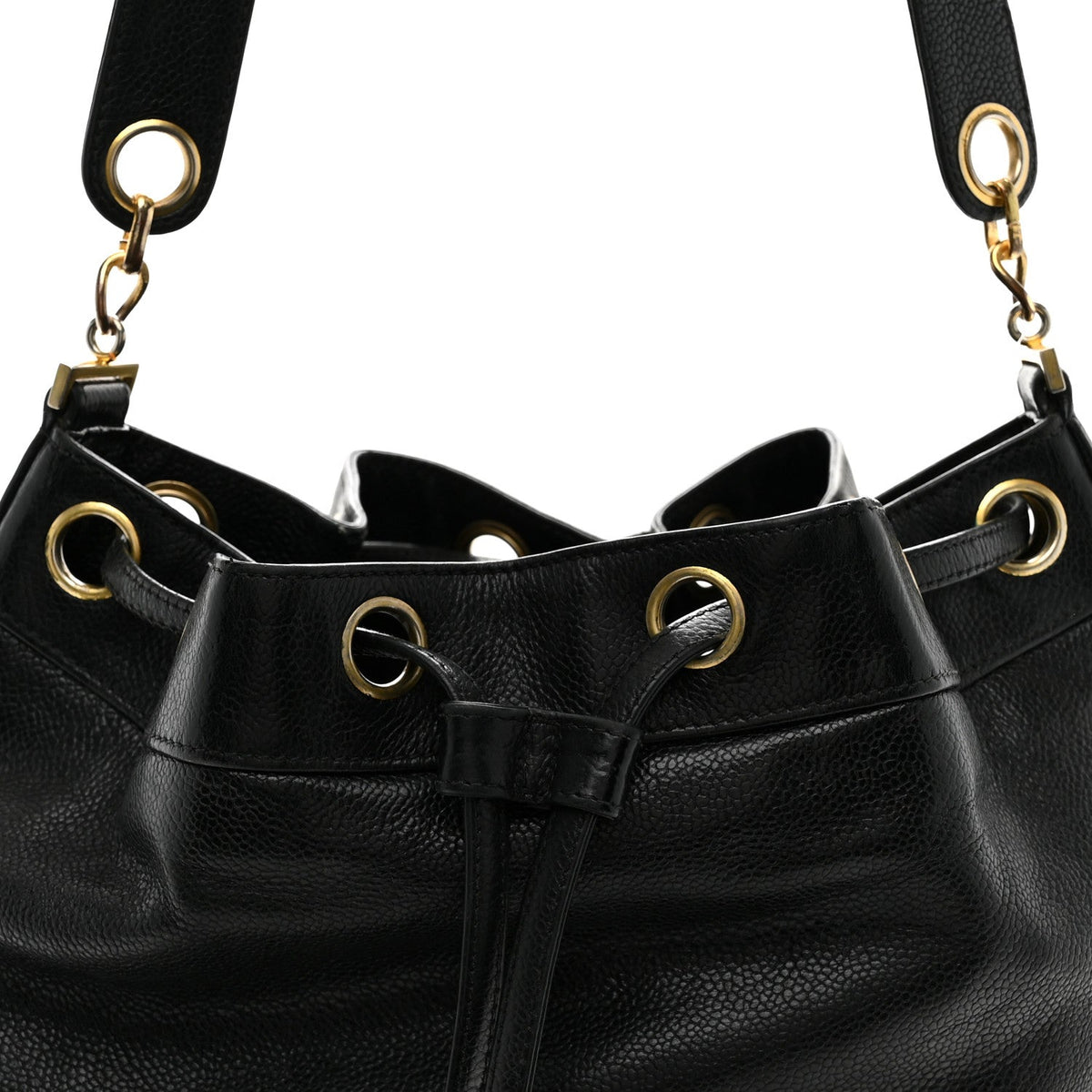 Caviar CC Drawstring Shoulder Bag Black