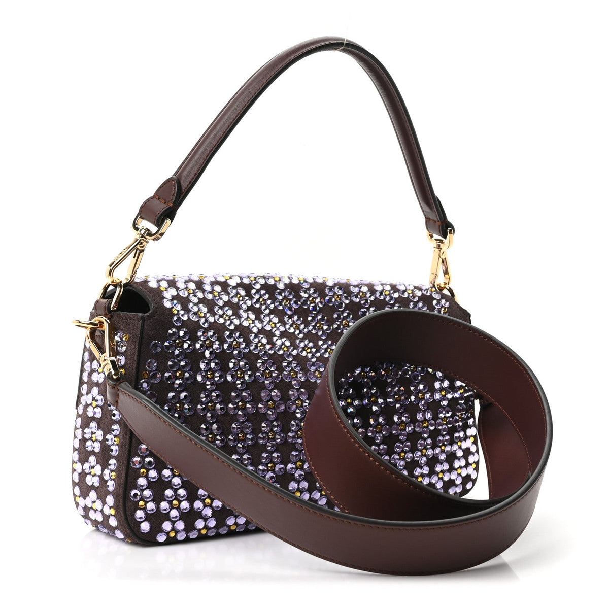 Suede Blooming Crystal Floral Baguette Mogano Anemone