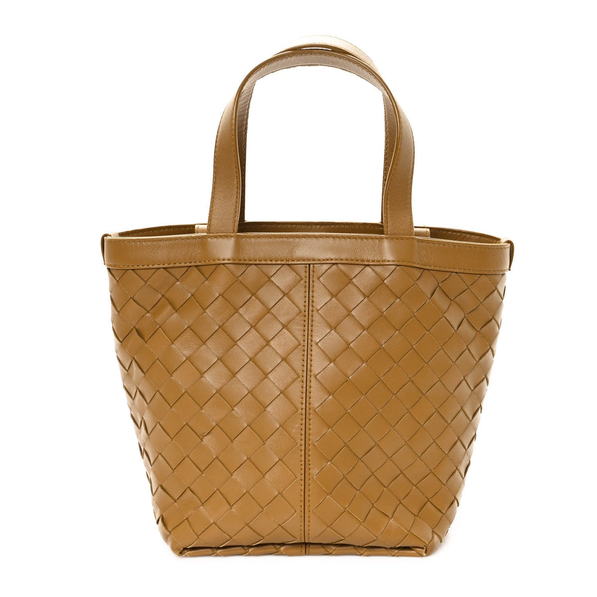 Nappa Intrecciato Small Flip Flap Tote Acorn Brass