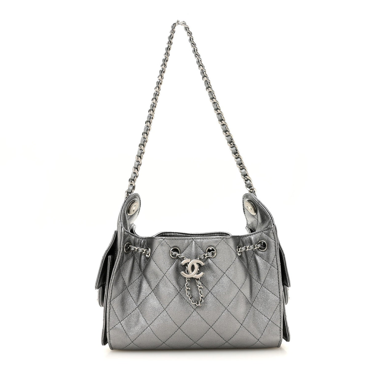 Metallic Caviar Quilted Mini Chanel 25 Handbag Anthracite