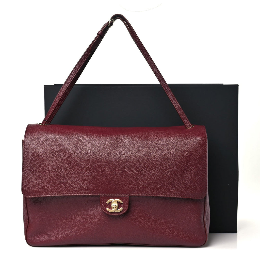 Grained Calfskin Souplissimo Maxi Flap Burgundy