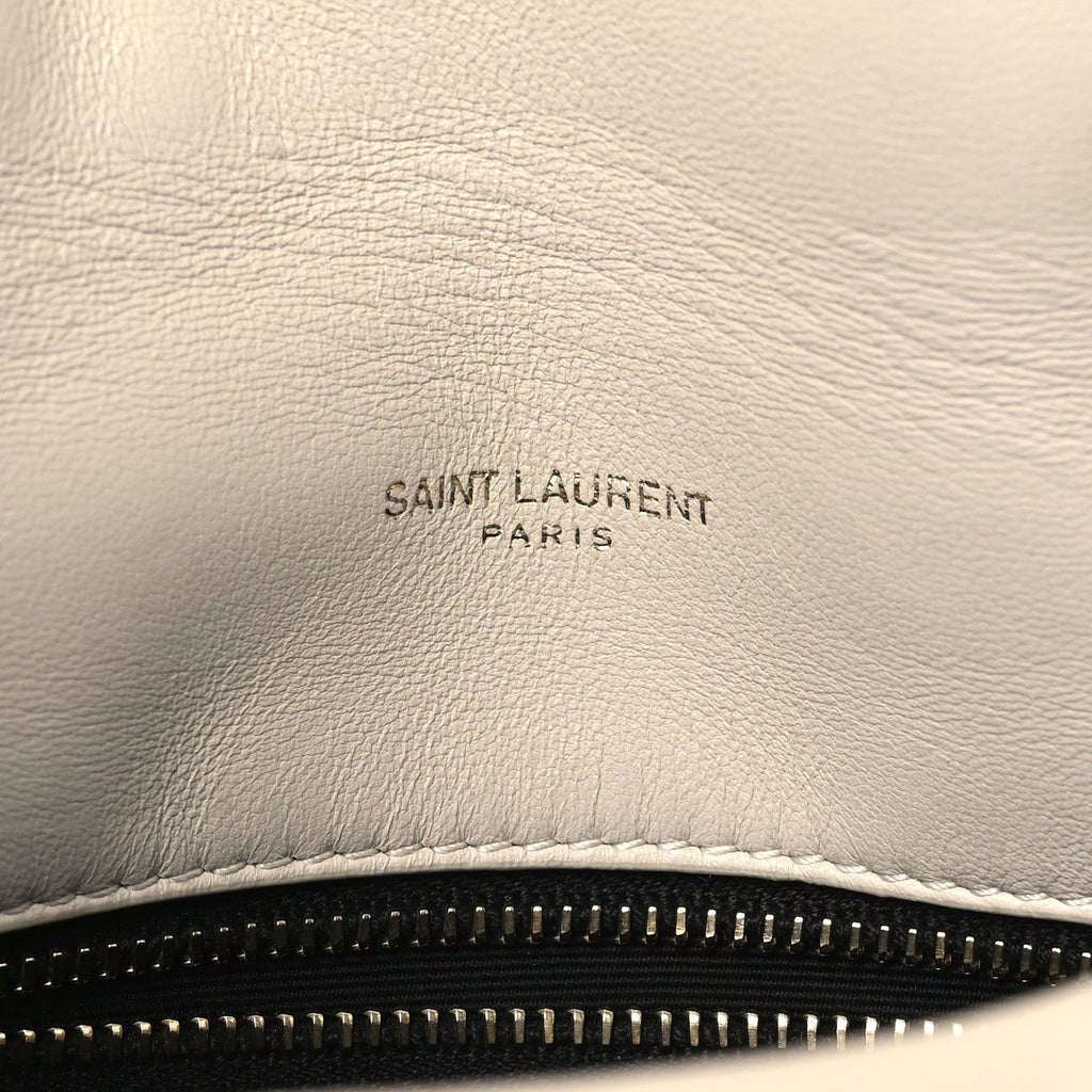 Lambskin Quilted Toy Loulou Puffer Monogram Chain Satchel Blanc Vintage