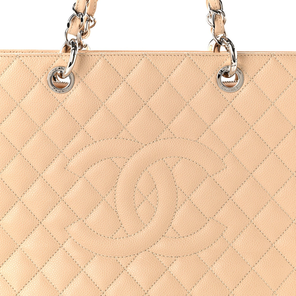 Caviar Quilted Grand Shopping Tote GST Beige