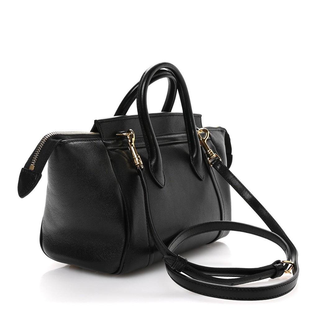 Supple Shiny Lambskin Little New Luggage Black