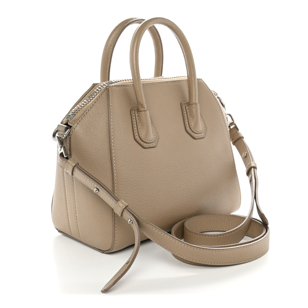 Sugar Goatskin Mini Antigona Beige Camel