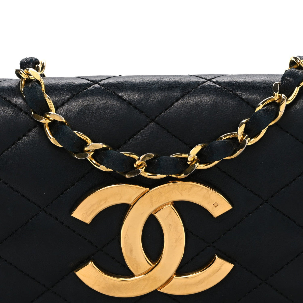 Lambskin Quilted Jumbo CC Small Single Flap Black