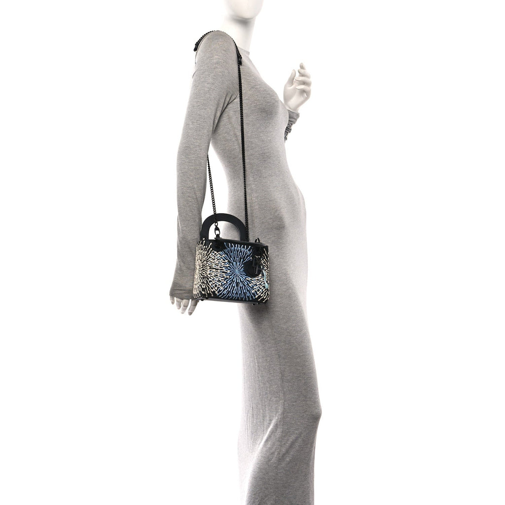 X BHARTI KHER Calfskin Painted Mini Lady Dior Black