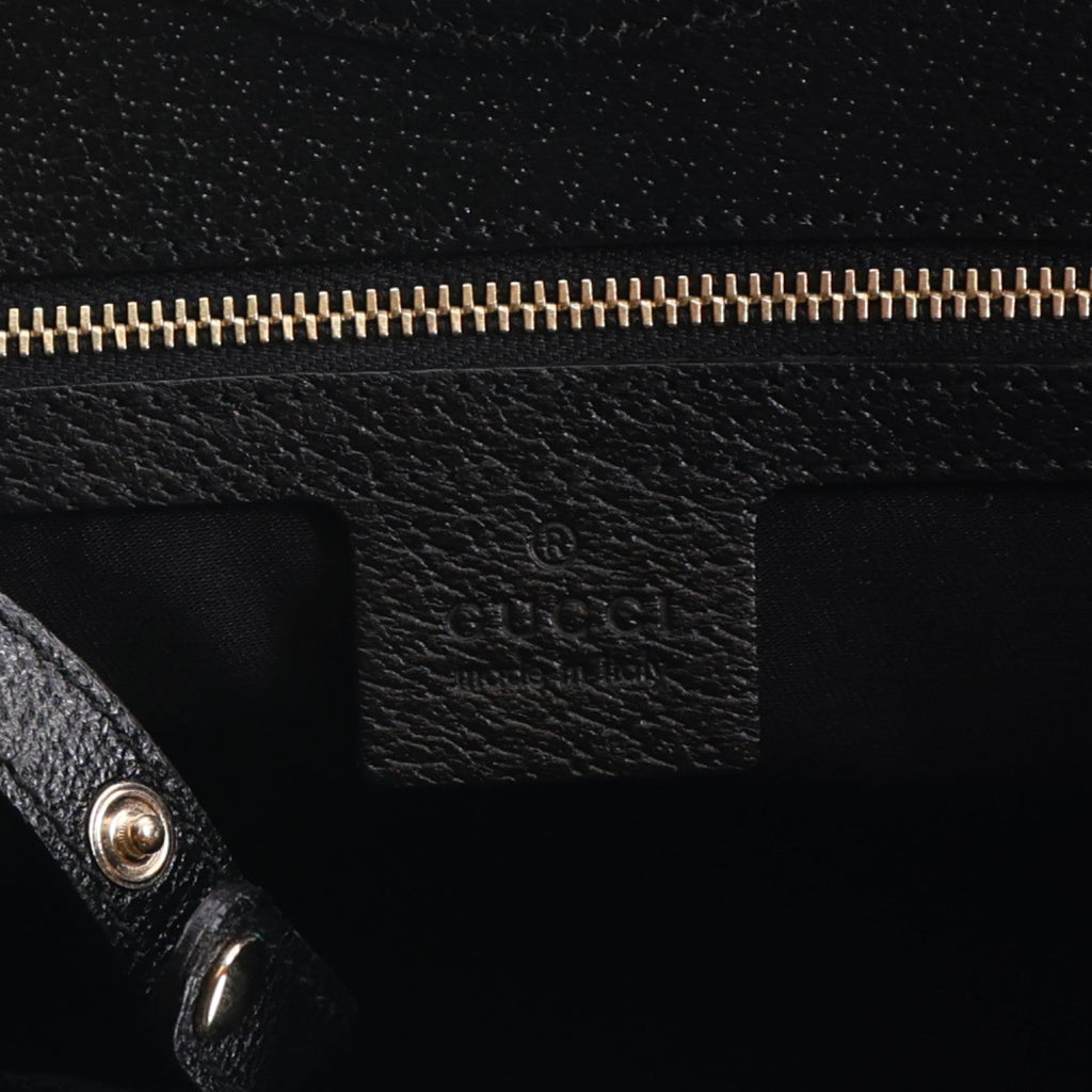 Canvas Horsebit Print Shoulder Bag Black
