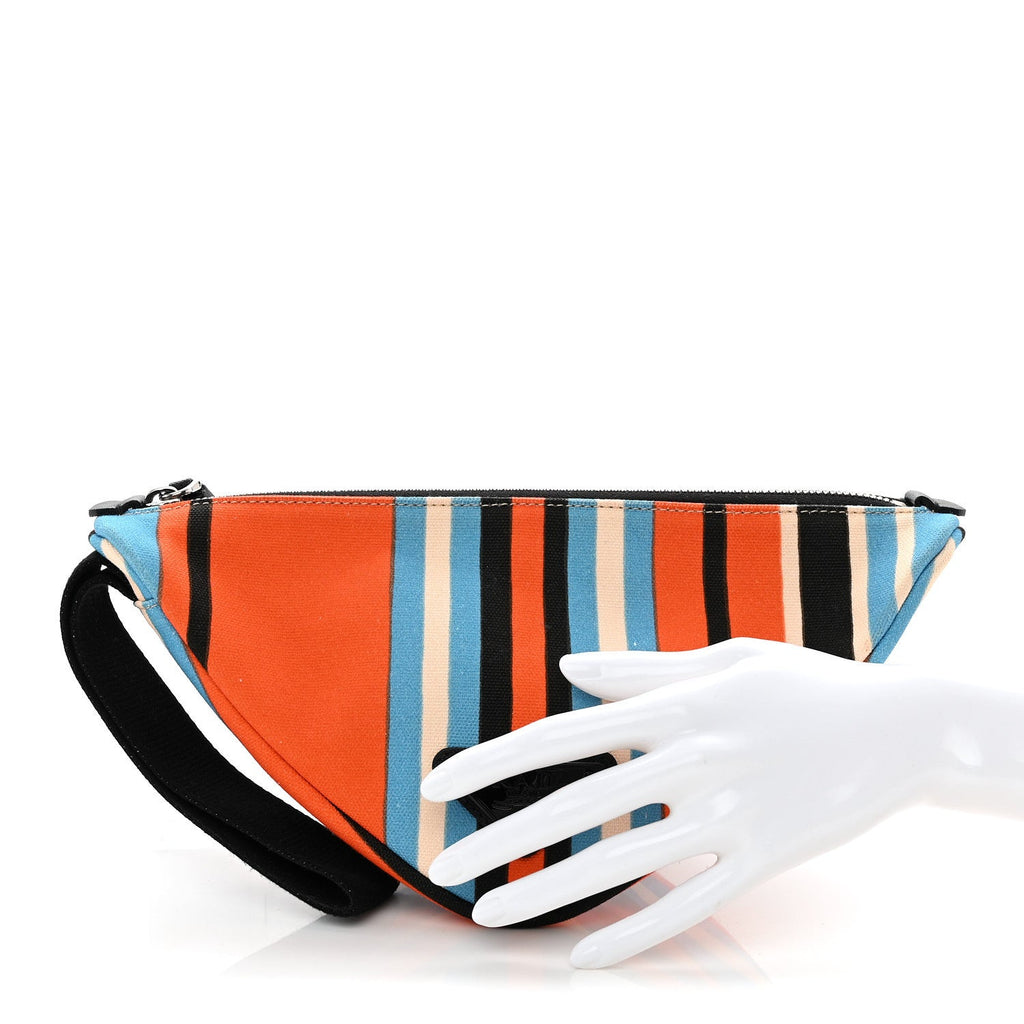 Canvas Baiadera Stripe Wristlet Pouch Arancio