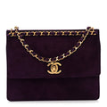 Suede CC Flap Clutch With Chain Purple