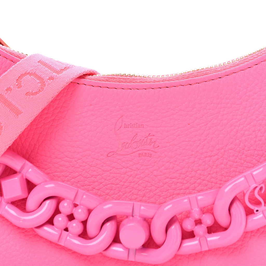 Calfskin Gomme Mini Loubila Chain Shoulder Bag Fluo Pink