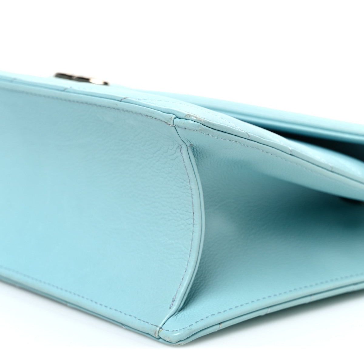Calfskin Quilted Chevron Envelope Flap Turquoise
