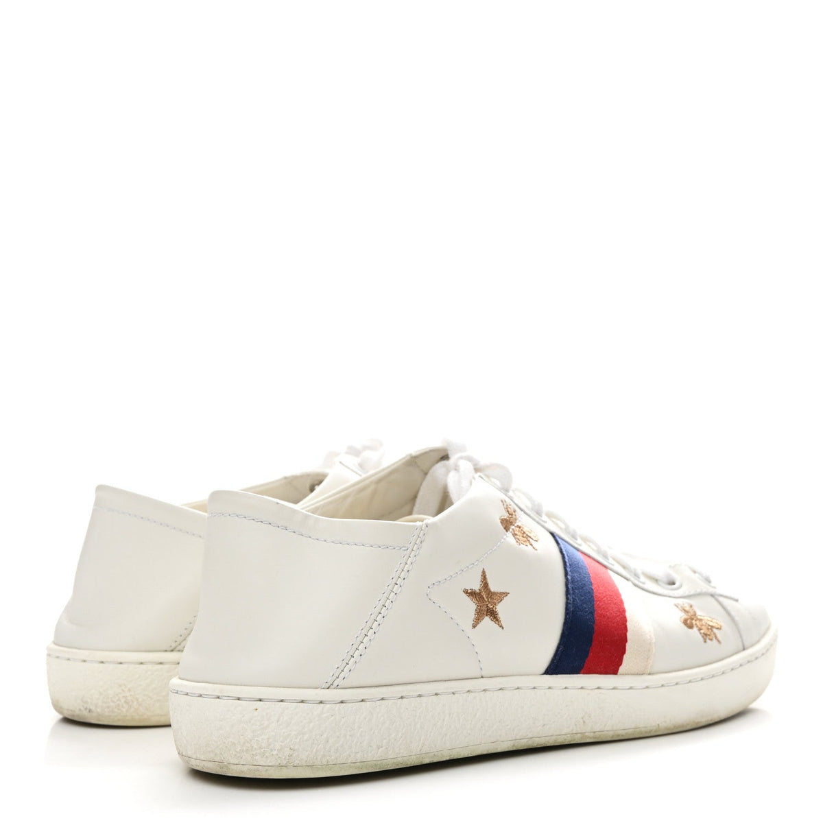 Calfskin Bee Star Embroidered Sylvie Web Ace Sneakers 37.5 White