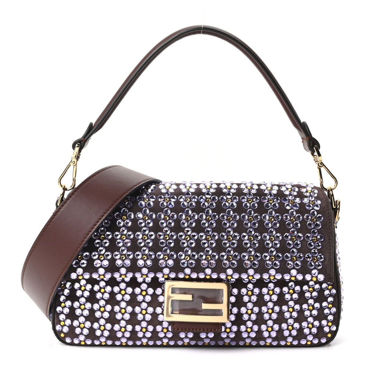 Suede Blooming Crystal Floral Baguette Mogano Anemone