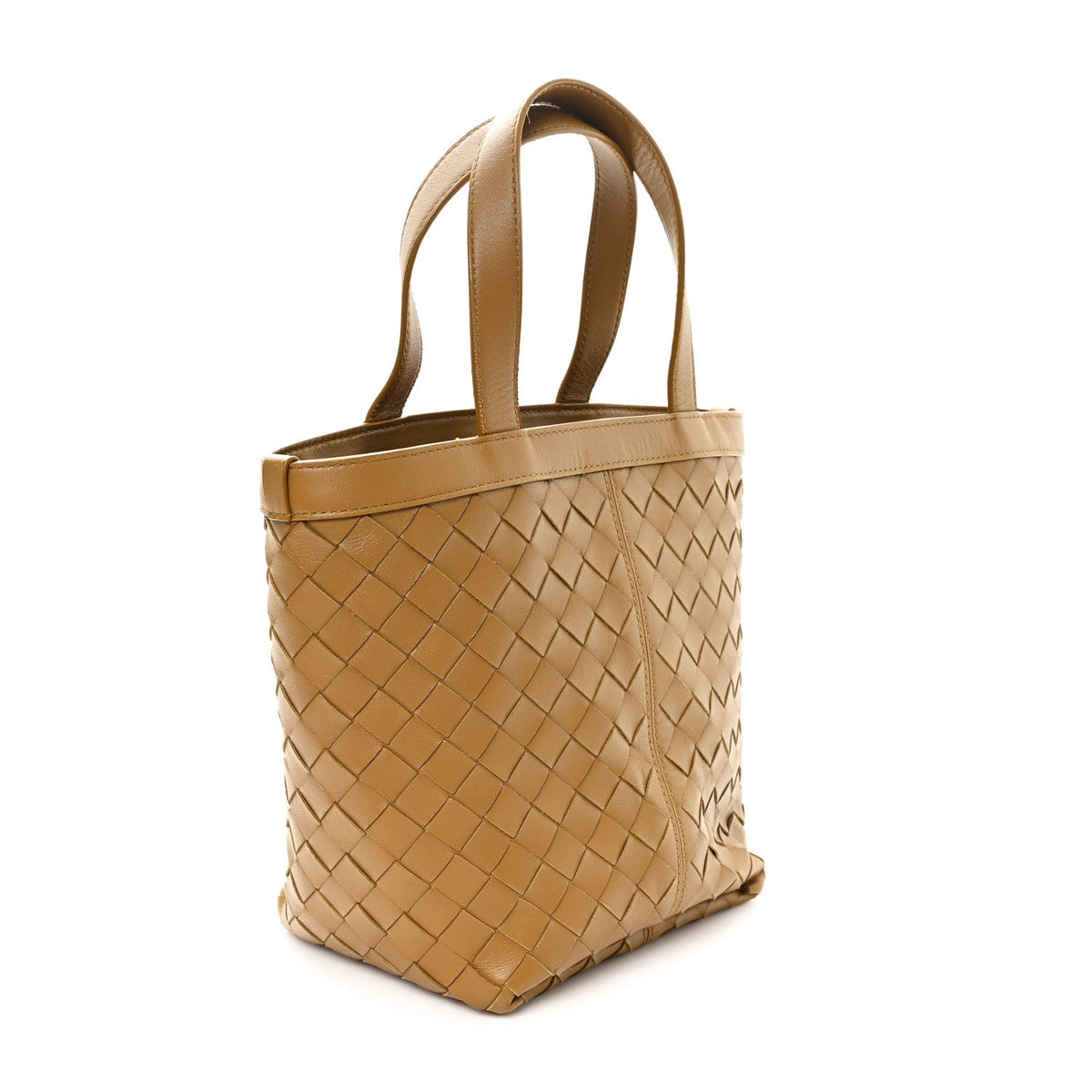 Nappa Intrecciato Small Flip Flap Tote Acorn Brass
