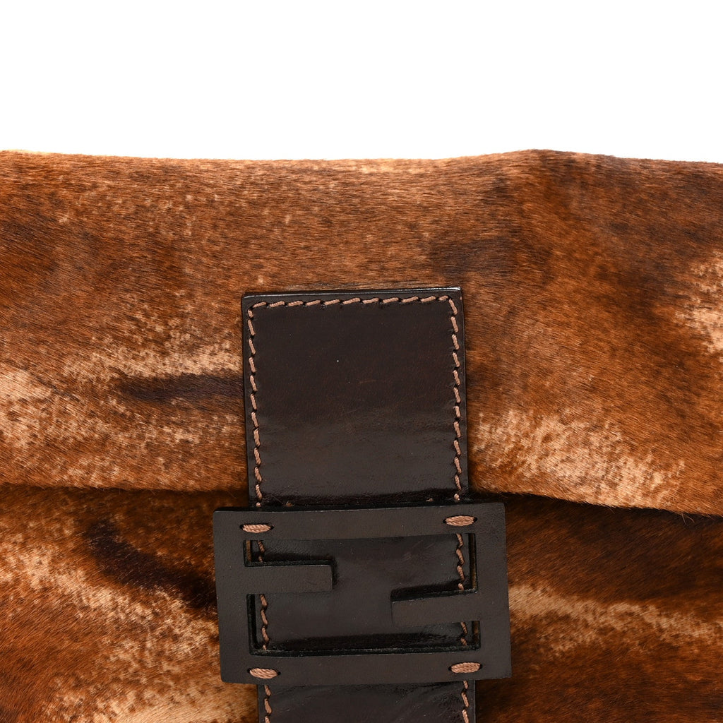 Calf Hair Zebra Print Baguette Brown
