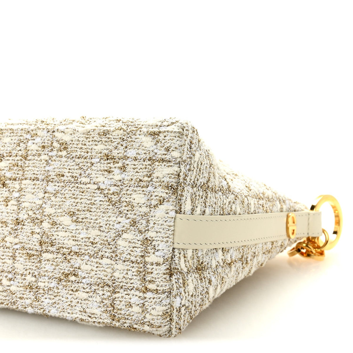 Tweed Cannage DiorStar Hobo Bag White Gold