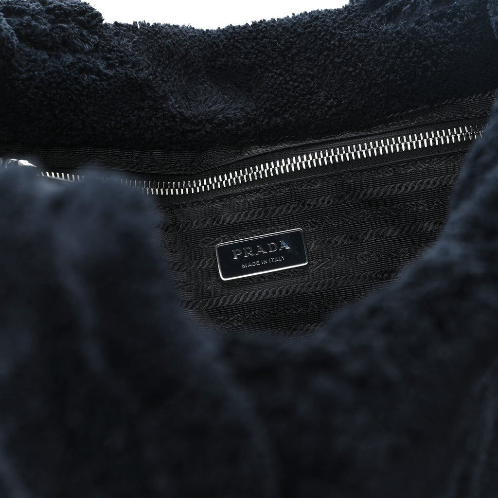 Terry Cloth Tote Bag Black White