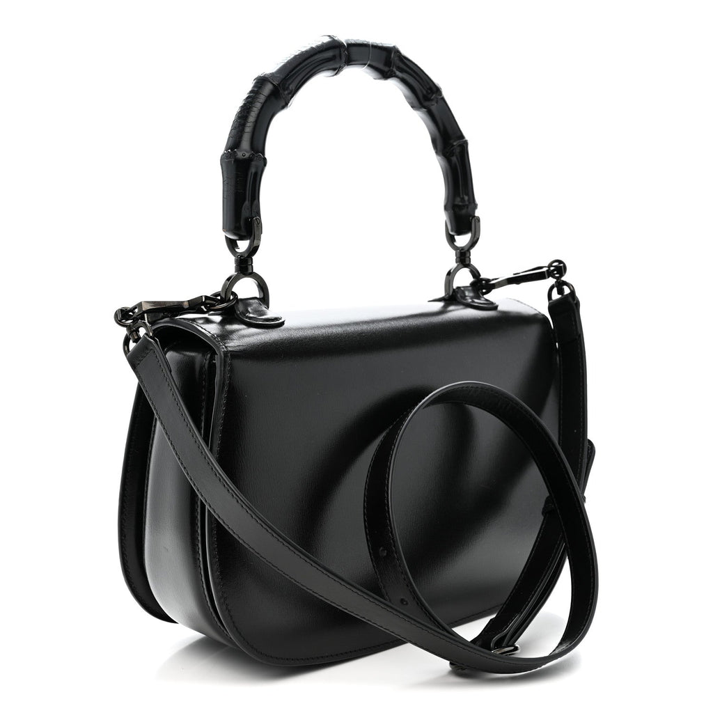 Boarded Dyana Lux Calfskin Web Monochrome Medium Bamboo 1947 Top Handle Bag Black