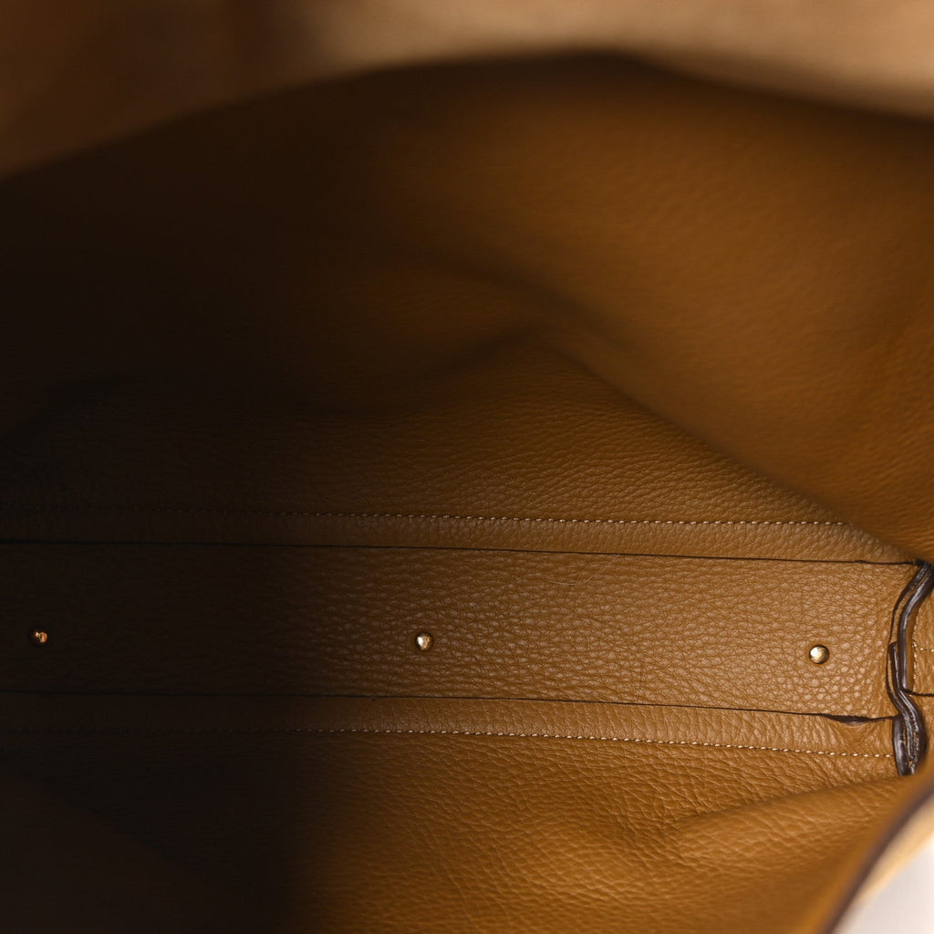 Suede Calfskin Small Marcie Hobo Bag Gold Khaki