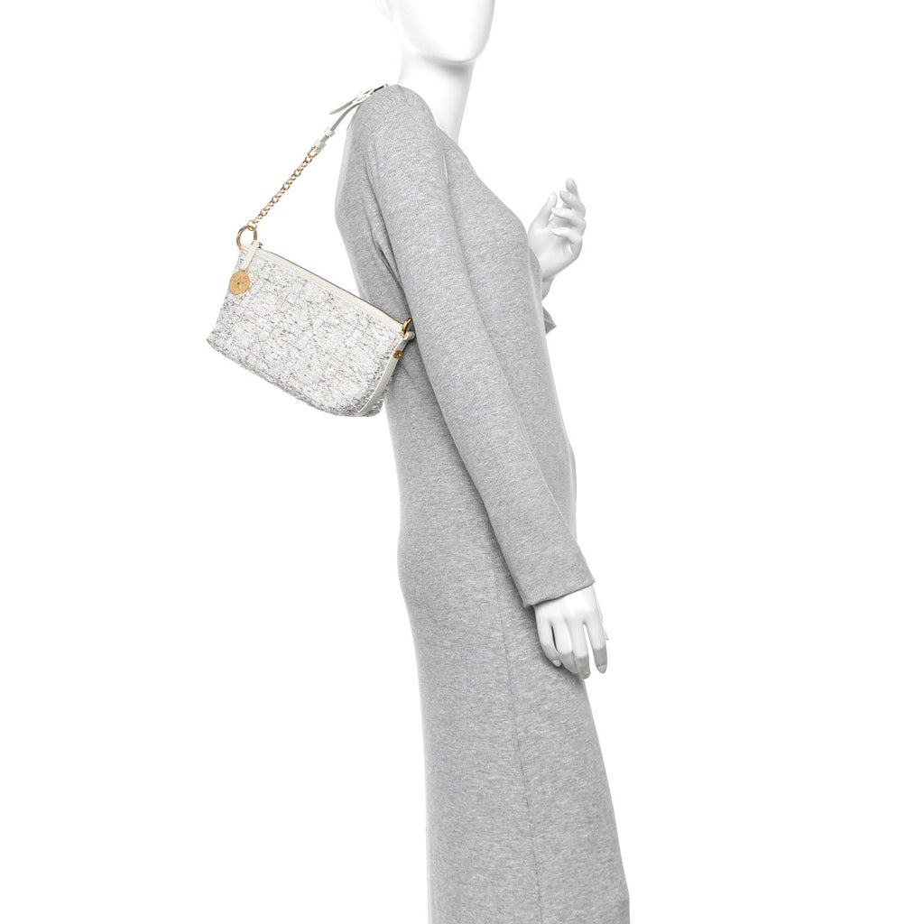 Tweed Cannage DiorStar Hobo Bag White Gold
