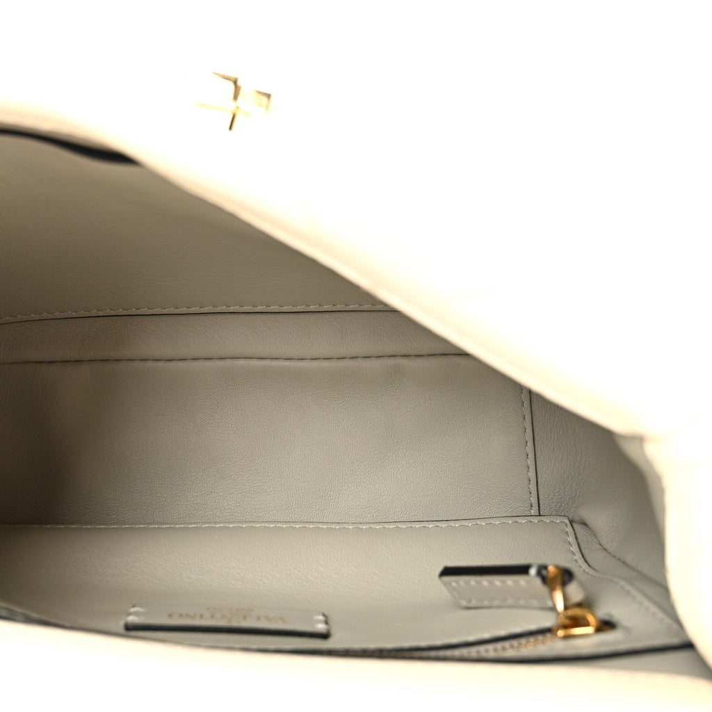 Nappa Enamel Medium Roman Stud Shoulder Bag Ivory