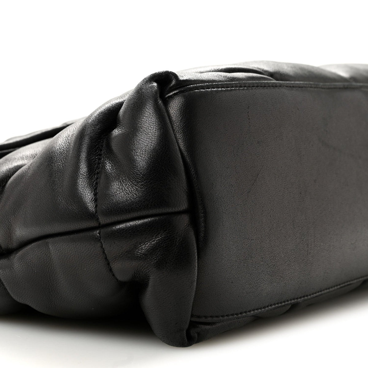 Lambskin Quilted Monogram Monochrome Medium Loulou Puffer Chain Satchel Black