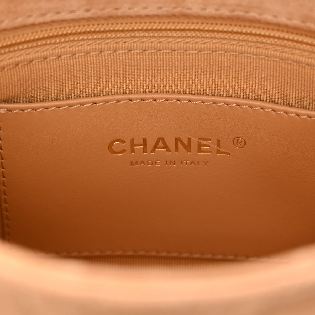Suede Quilted Mini Flap Dark Beige