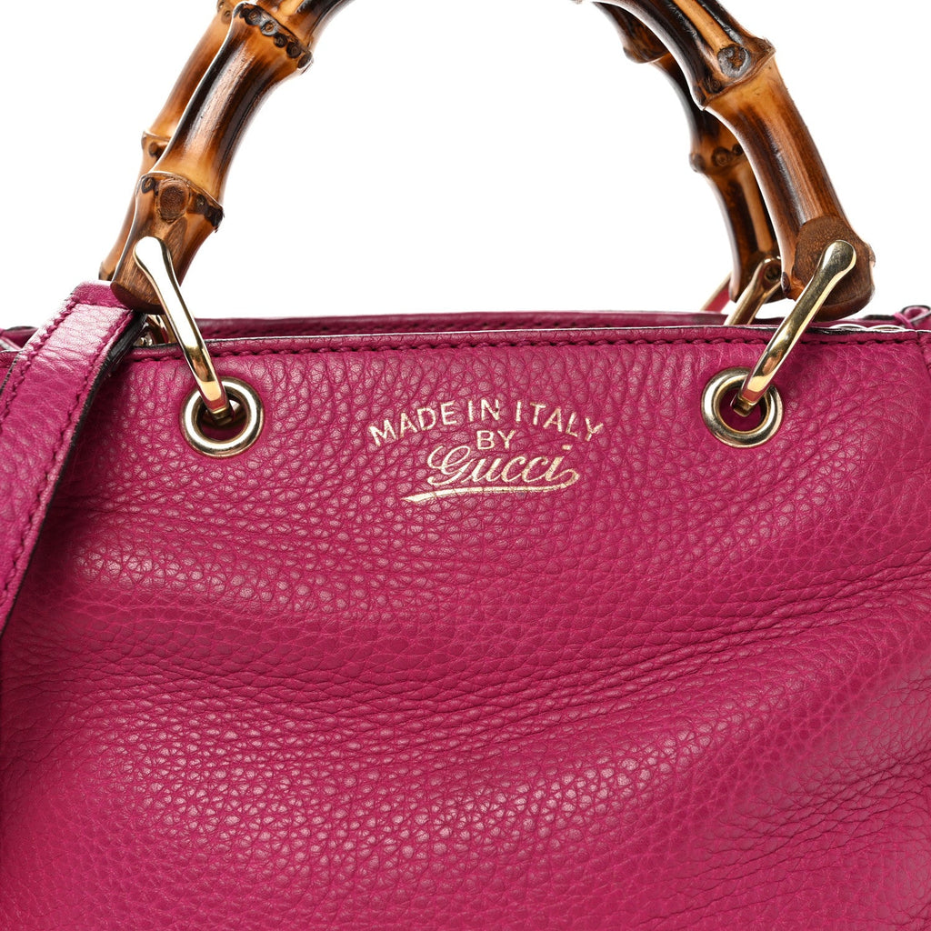 Calfskin Mini Bamboo Shopper Tote Bright Bougainvillea