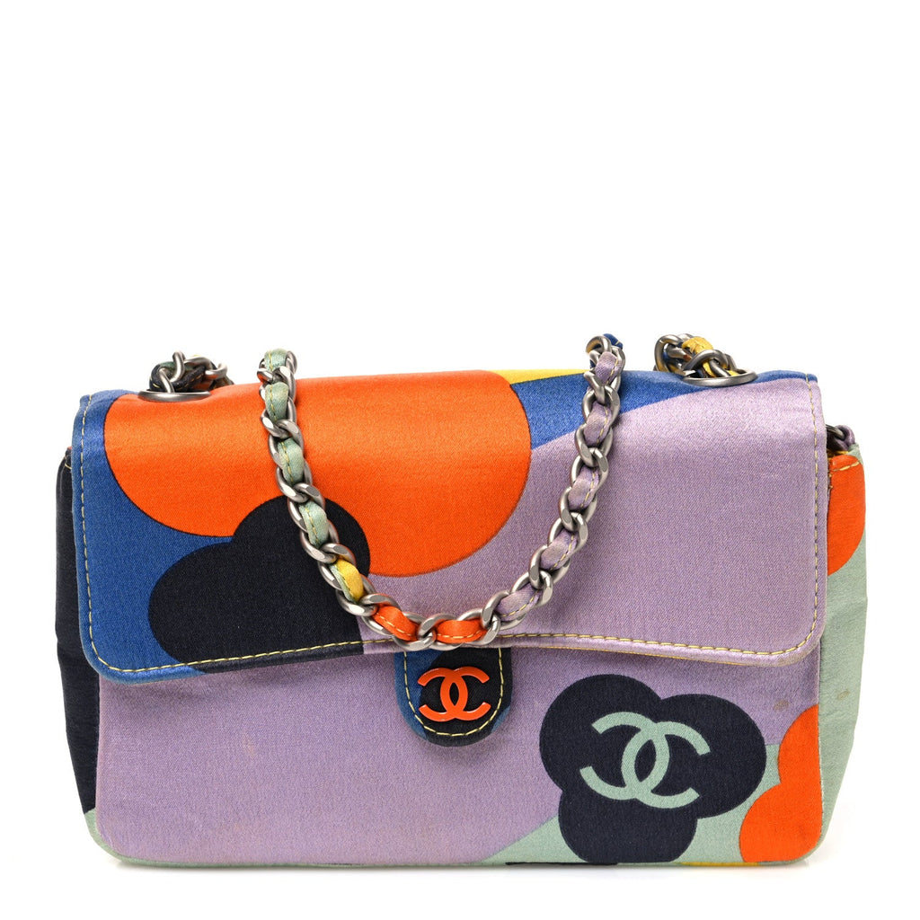 Satin Convertible Mini Flap Blue Multicolor