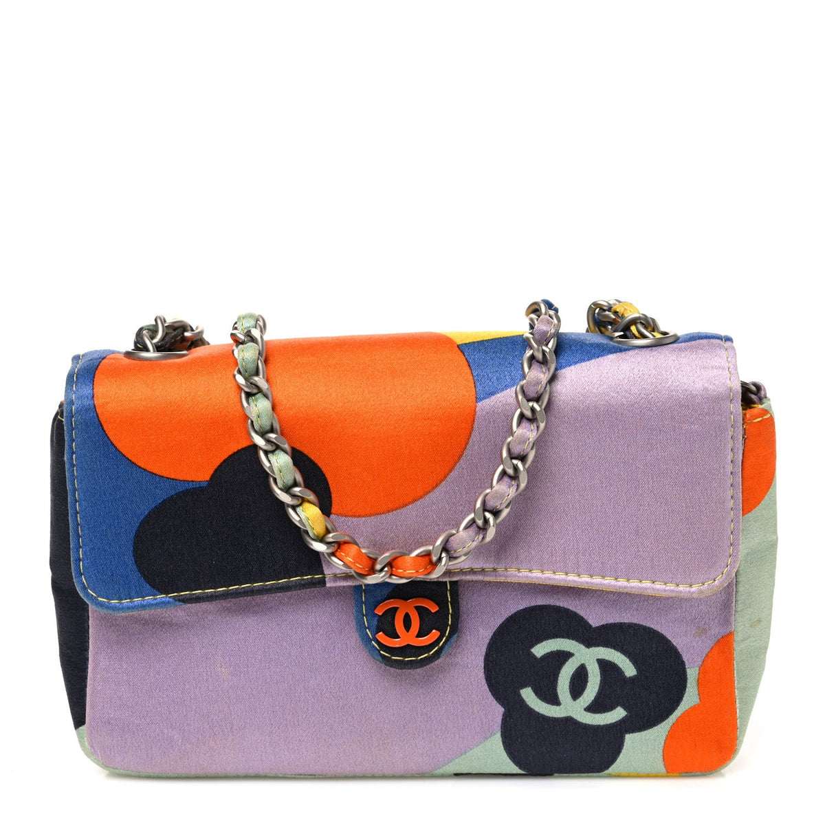 Satin Convertible Mini Flap Blue Multicolor