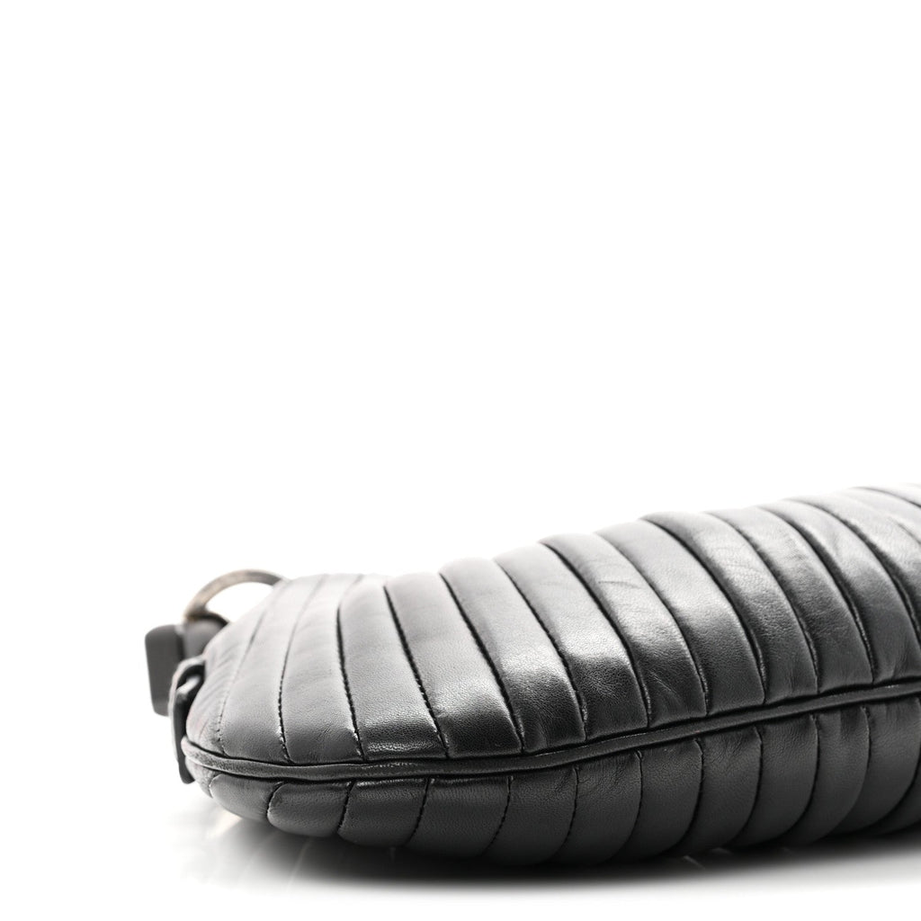 Pleated Lambskin Horn Mini Mombasa Hobo Black