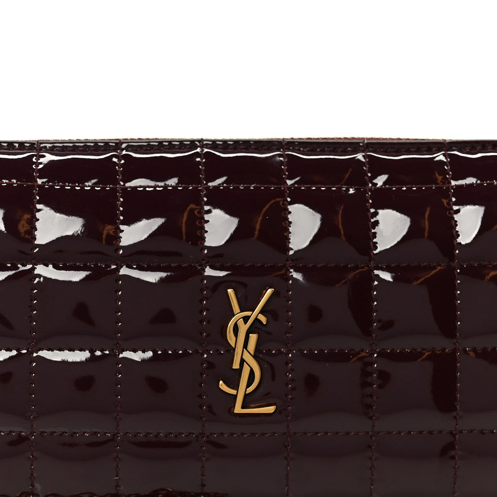 Patent Calfskin Carre Quilted Cassandre Pouch On Chain Purple