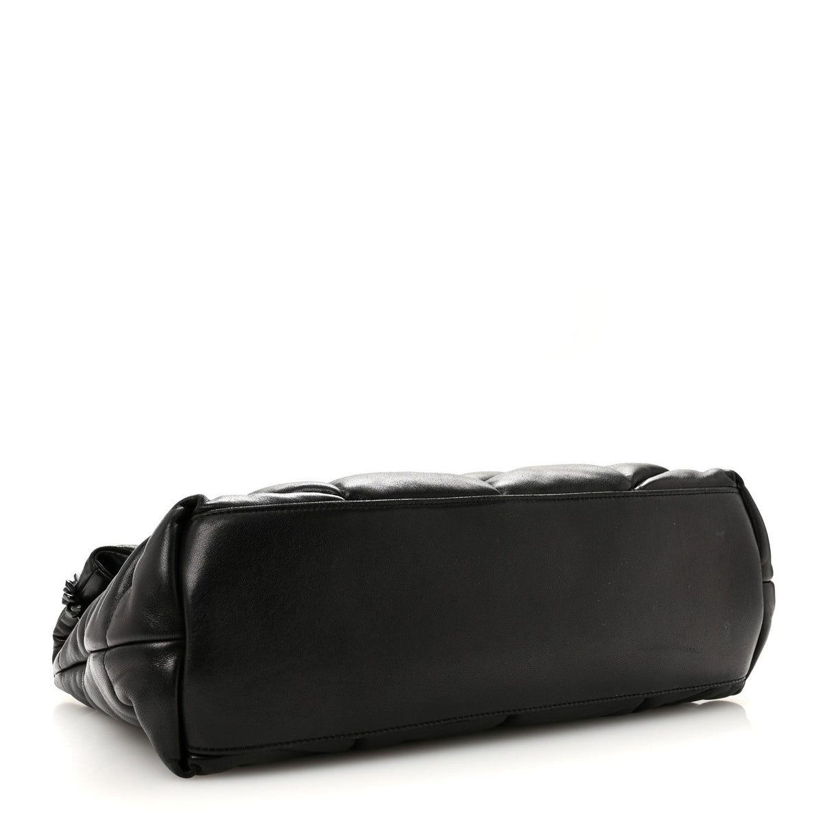 Lambskin Quilted Monogram Monochrome Medium Loulou Puffer Chain Satchel Black