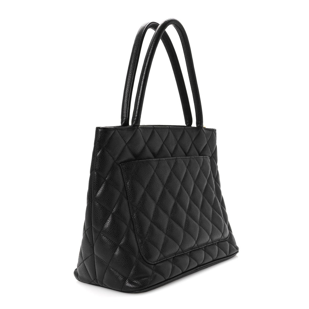 Caviar Quilted Medallion Tote Black