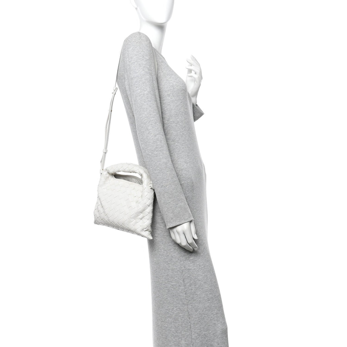 Calfskin Intrecciato Mini Hop White