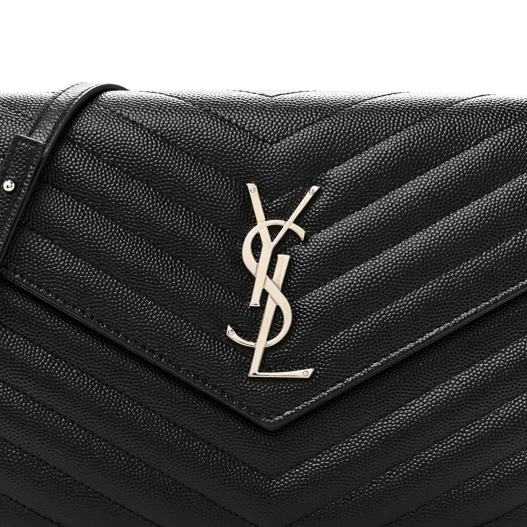 Grain De Poudre Matelasse Chevron Monogram Chain Wallet Black